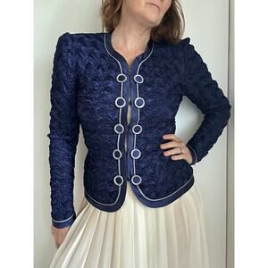 VTG Collection Jeanne Marc Navy Structured Blazer/Suit Jacket Size XS Statement